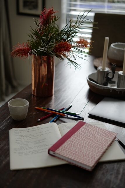 Study Table with book and pencils